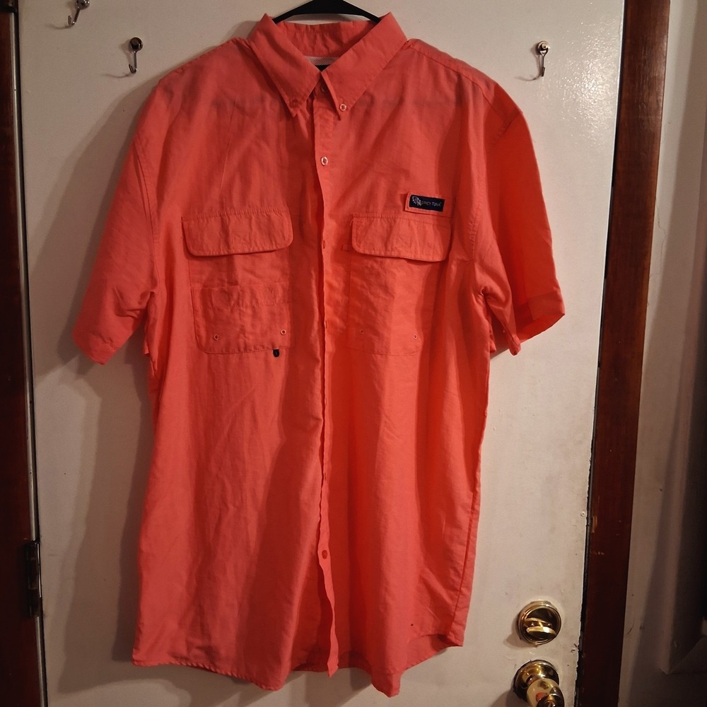 Spicy Tuna Mens Fishing Shirt XL Bright Pink‎ EUC